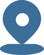 Group 2 (9) Blue map pin icon on black background.